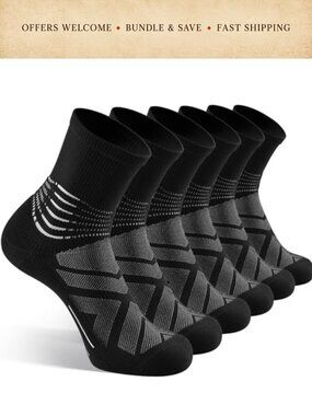 Compression Ankle Support Crew Socks Nylon CoolMax 3 Pairs